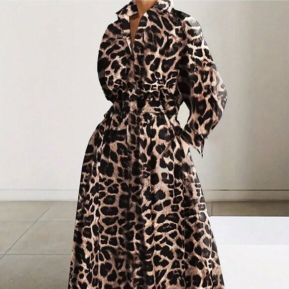 Multicolor Casual Women's Long Sleeve Polo Collar Blouse & Dress - Picture 1 of 6